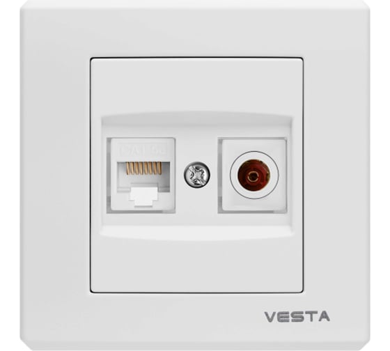 Двойная розетка Vesta Electric palermo для сетевого кабеля, lan + tv FRZMT030103BEL