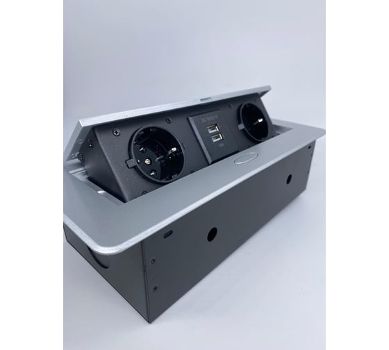 Встраиваемая выдвижная розетка для столешницы с usb Inrior TORO-88-80