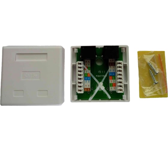 Настенная розетка Ripo 2 портa, cat.5e (класс d), 100мгц, rj45/8p8c, 110, t568a/b, неэкранированная 003-500048