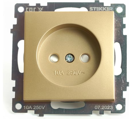 Механизм 1-местной розетки STEKKER с защитной шторкой, без заземления, 250в, 10а, серия катрин, золото, gls10-7109-08, 49223