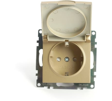 Механизм 1-местной розетки STEKKER с крышкой, с защитными шторками, с заземлением, 250в, 16а, серия катрин, золото, gls16-7112-08, 49222