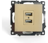 Механизм 2-местной usb розетки STEKKER 250в, 2,1а, серия катрин, золото, gls10-7115-08, 49229