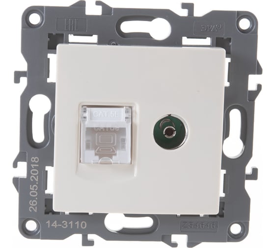 Розетка ЭРА 14-3110-02 RJ45 TV, IP20, сл.кость Б0034315