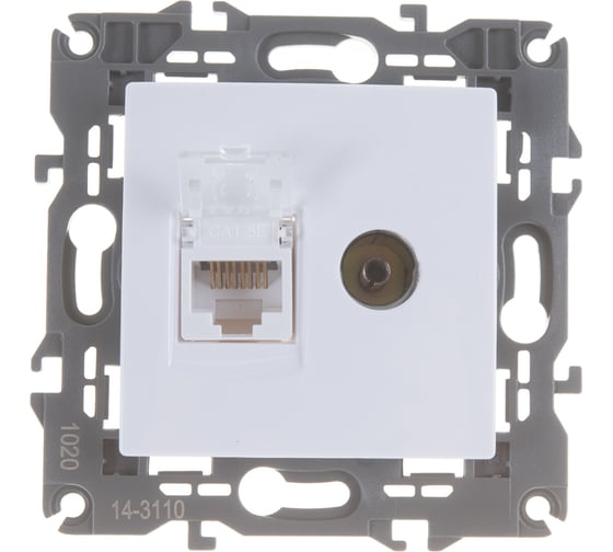 Розетка ЭРА 14-3110-01 RJ45 TV, IP20, белый Б0034314