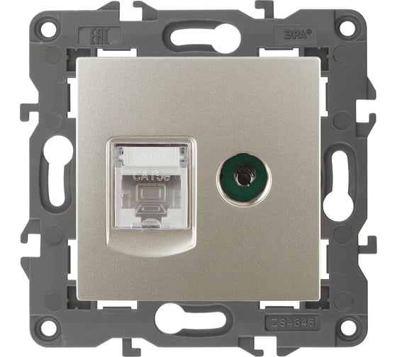 Розетка ЭРА 14-3110-04 RJ45 TV, IP20, шампань Б0034317