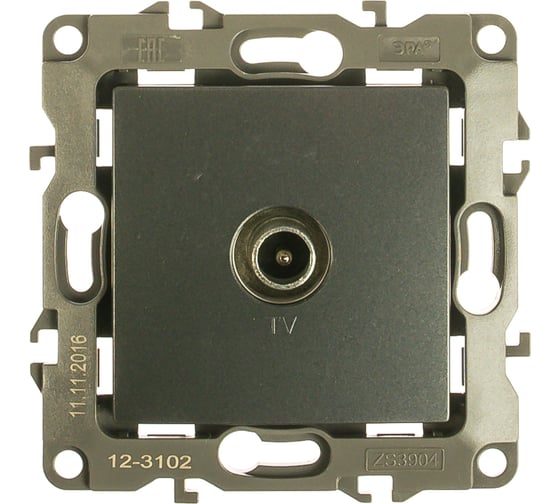 Розетка TV ЭРА 12-3102-12 проходная, IP20, 12, графит Б0027437 1