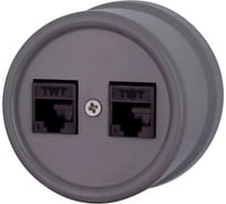 Двойная розетка RJ45 Bironi информационная, пластик, цвет титан B1-302-26