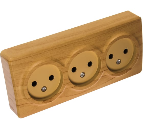Розетка ЭРА 11-2207-11 3х2P, 16A-250В, IP20, ОУ, Эксперт, сосна Б0020699