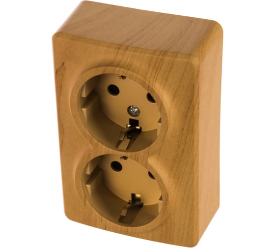Розетка ЭРА 11-2206-11 2х2P E Schuko со шторками, 16A-250В, IP20, ОУ, Эксперт, сосна Б0020696