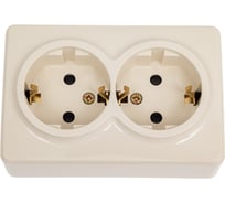 Розетка ЭРА 11-2206-02 2х2P E Schuko со шторками, 16A-250В, IP20, ОУ, Эксперт, сл.кость Б0020695