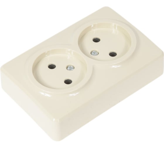 Розетка ЭРА 11-2202-02 2х2P, 16A-250В, IP20, открытой установки, Эксперт, слоновая кость Б0020683