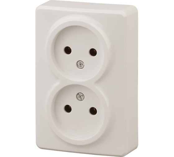 Розетка ЭРА 11-2202-02 2х2P, 16A-250В, IP20, открытой установки, Эксперт, слоновая кость Б0020683