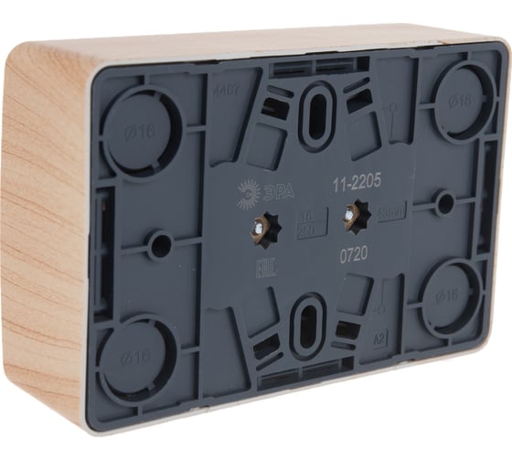Розетка ЭРА 11-2205-11 2х2P E Schuko, 16A-250В, IP20, ОУ, Эксперт, сосна Б0020693