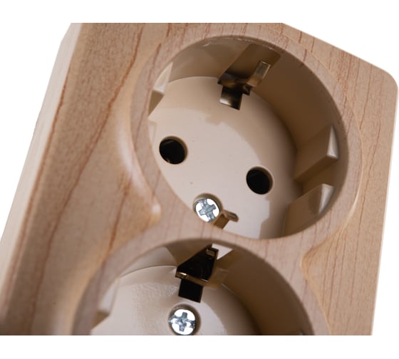 Розетка ЭРА 11-2205-11 2х2P E Schuko, 16A-250В, IP20, ОУ, Эксперт, сосна Б0020693
