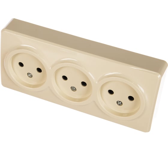 Розетка ЭРА 11-2207-02 3х2P, 16A-250В, IP20, ОУ, Эксперт, сл.кость Б0020698