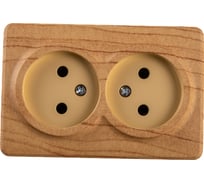 Розетка ЭРА 11-2202-11 2х2P, 16A-250В, IP20, ОУ, Эксперт, сосна Б0020684
