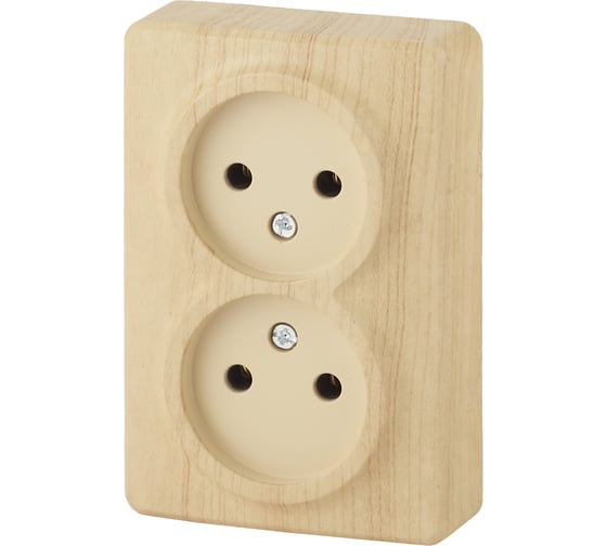 Розетка ЭРА 11-2202-11 2х2P, 16A-250В, IP20, ОУ, Эксперт, сосна Б0020684