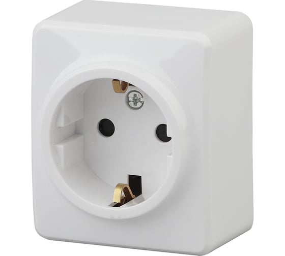 Розетка ЭРА 11-2203-01 2P E Schuko, 16A-250В, IP20, открытой установки, Эксперт, белый Б0020685