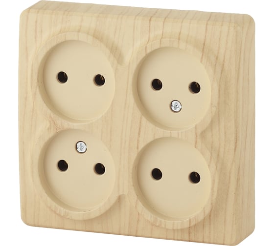 Розетка ЭРА 11-2210-11 4х2P, 16A-250В, IP20, ОУ, Эксперт, сосна Б0020708
