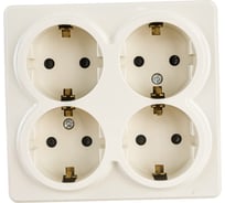 Розетка ЭРА 11-2211-02 4х2P E Schuko со шторками, 16A-250В, IP20, ОУ, Эксперт, сл.кость Б0020710