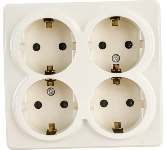 Розетка ЭРА 11-2211-02 4х2P E Schuko со шторками, 16A-250В, IP20, ОУ, Эксперт, сл.кость Б0020710 1