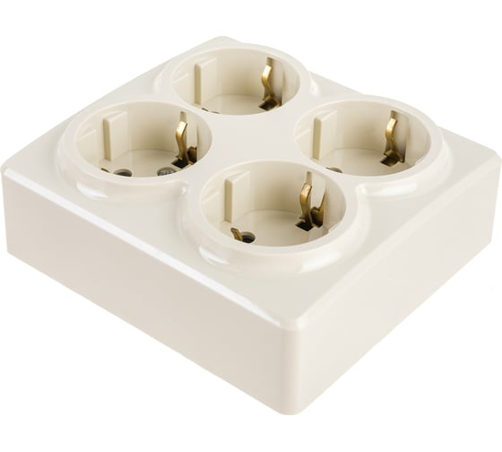 Розетка ЭРА 11-2211-02 4х2P E Schuko со шторками, 16A-250В, IP20, ОУ, Эксперт, сл.кость Б0020710