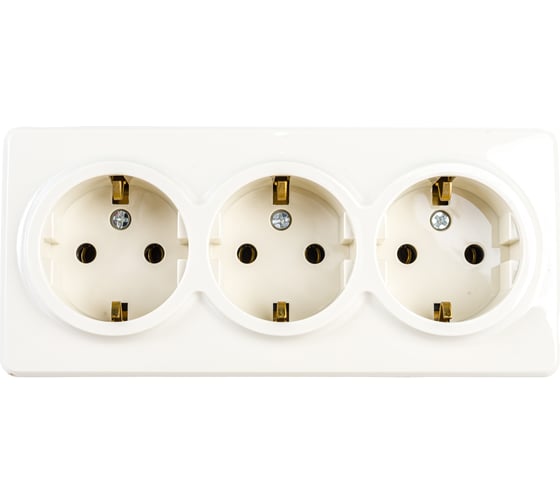 Розетка ЭРА 11-2208-02 3х2P E Schuko, 16A-250В, IP20, ОУ, Эксперт, сл.кость Б0020701