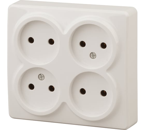 Розетка ЭРА 11-2210-02 4х2P, 16A-250В, IP20, ОУ, Эксперт, сл.кость Б0020707