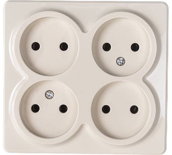 Розетка ЭРА 11-2210-02 4х2P, 16A-250В, IP20, ОУ, Эксперт, сл.кость Б0020707 1