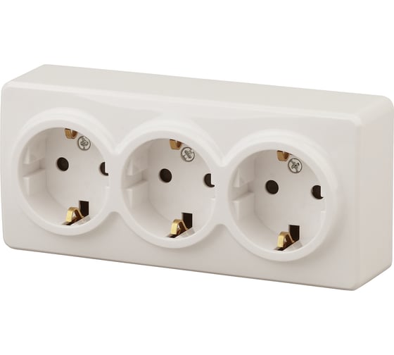 Розетка ЭРА 11-2209-02 3х2P E Schuko со шторками, 16A-250В, IP20, ОУ, Эксперт, сл.кость Б0020704