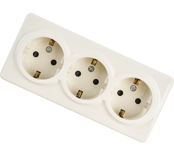 Розетка ЭРА 11-2209-02 3х2P E Schuko со шторками, 16A-250В, IP20, ОУ, Эксперт, сл.кость Б0020704 1