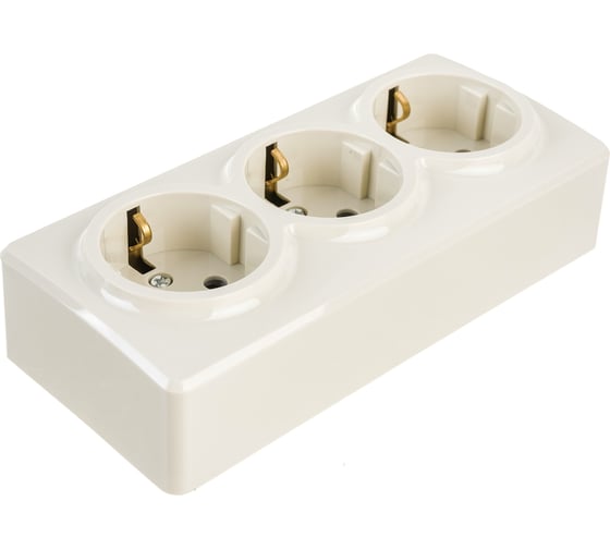 Розетка ЭРА 11-2209-02 3х2P E Schuko со шторками, 16A-250В, IP20, ОУ, Эксперт, сл.кость Б0020704