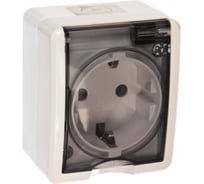 Розетка ЭРА 11А-2402-01 2P E IP54, шторки, 16A-250В, ОУ, Эксперт, Al Cu, белый Б0038820