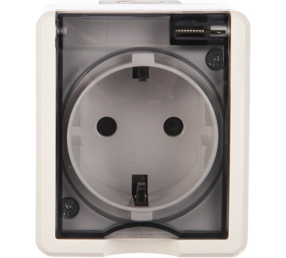Розетка ЭРА 11А-2402-01 2P E IP54, шторки, 16A-250В, ОУ, Эксперт, Al Cu, белый Б0038820
