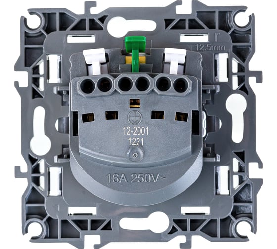 Розетка ЭРА 12-2001-03 2P E Schuko, 16A-250В, IP20, без м.лапок, 12, алюминий Б0014683