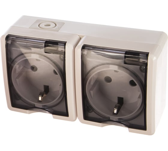 Розетка ЭРА 11А-2404-01 2х2P E IP54, шторки, 16A-250В, ОУ, Эксперт, Al Cu, белый Б0038821