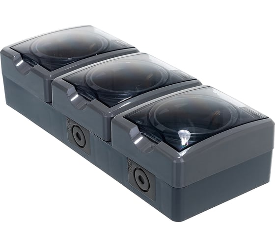 Розетка ЭРА 11-2406-03 3х2P E IP54, шторки, 16A-250В, ОУ, серый Б0020723