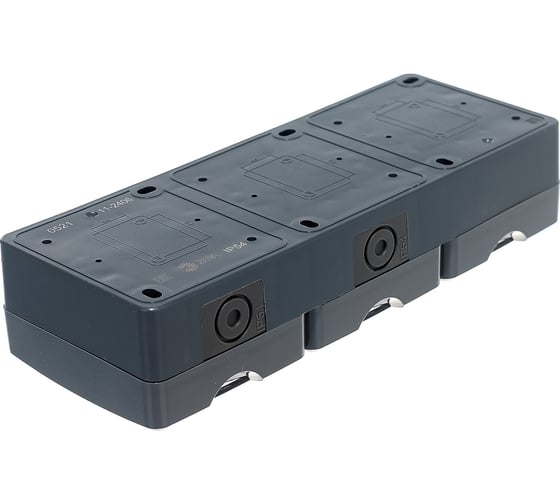Розетка ЭРА 11-2406-03 3х2P E IP54, шторки, 16A-250В, ОУ, серый Б0020723