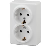 Розетка ЭРА 11А-2206-01 2х2P E Schuko со шторками, 16A-250В, ОУ, Эксперт, Al Cu, белый Б0038819