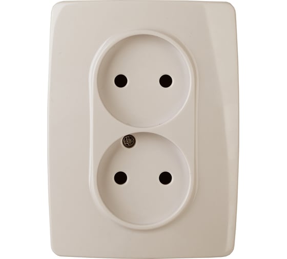 Розетка ЭРА 12-2007-02 2X2P, 16А-250В, б.л., 12, слоновая кость Б0038811 1