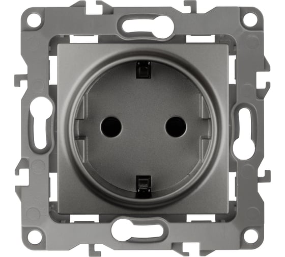 Розетка ЭРА 12-2101-12 2P E Schuko, 16A-250В, IP20, 12, графит Б0019319 1