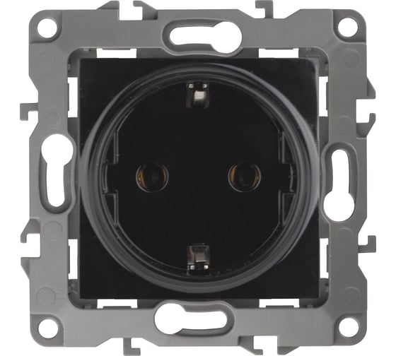 Розетка ЭРА 12-2101-06 2P E Schuko, 16A-250В, IP20, 12, чёрный Б0014680 1