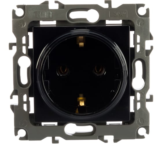 Розетка ЭРА 12-2101-06 2P E Schuko, 16A-250В, IP20, 12, чёрный Б0014680