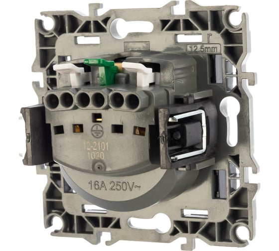 Розетка ЭРА 12-2101-06 2P E Schuko, 16A-250В, IP20, 12, чёрный Б0014680