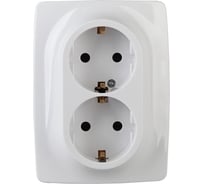 Розетка ЭРА 12-2008-01 2X2P E Schuko со шторками, 16А-250В, б.л., 12, белый Б0038812
