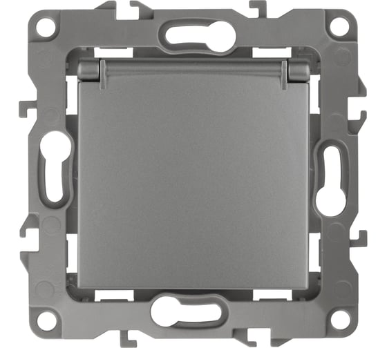 Розетка ЭРА 12-2103-12 2P E Schuko со шторками с крышкой, 16A-250В, IP20, 12, графит Б0019327