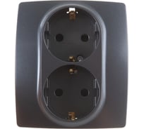 Розетка ЭРА 2X2P+E Schuko со шторками 16A-250В IP20 графит Б0019331