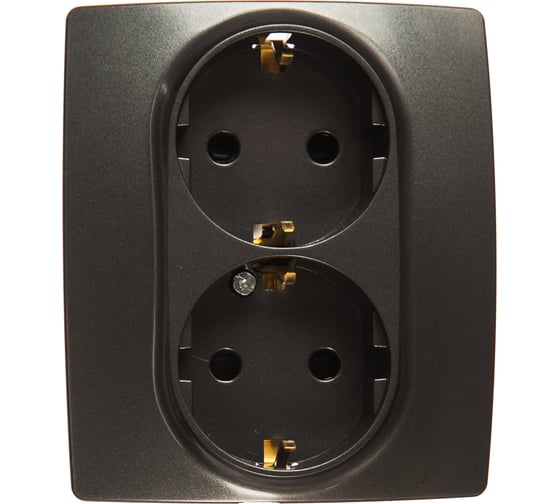Розетка ЭРА 2X2P+E Schuko со шторками 16A-250В IP20 графит Б0019331