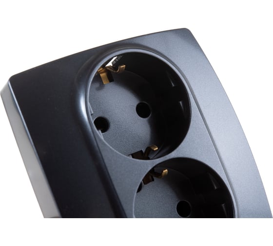 Розетка ЭРА 2X2P+E Schuko со шторками 16A-250В IP20 графит Б0019331