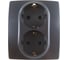 Розетка ЭРА 2X2P+E Schuko со шторками 16A-250В IP20 графит Б0019331 1